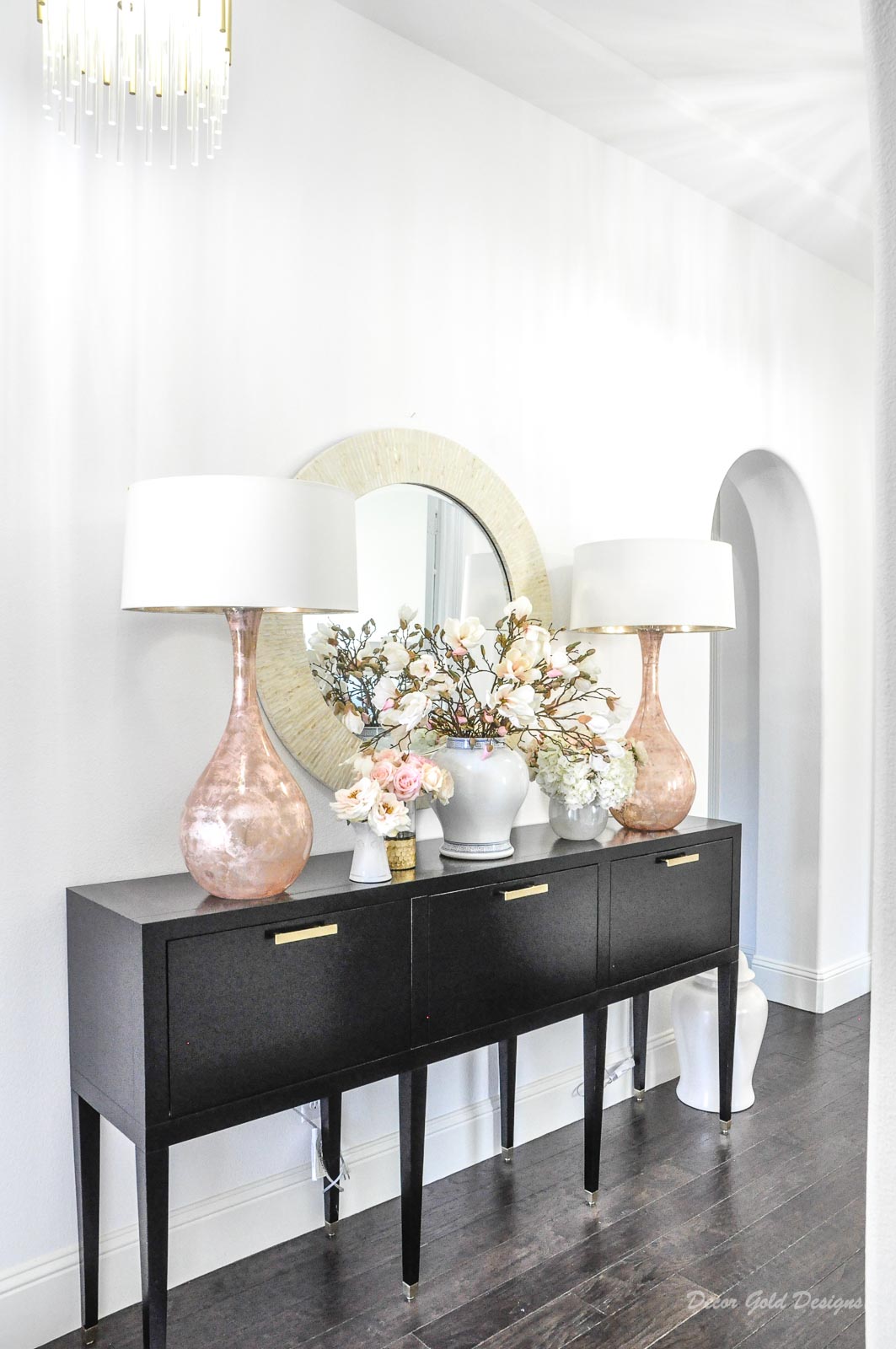 Spring home tour entryway console table spring decor