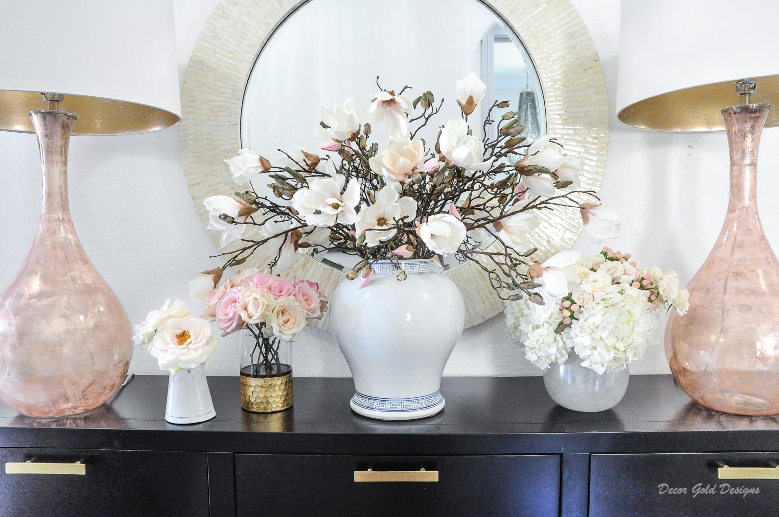 Spring home tour entryway spring florals white decor