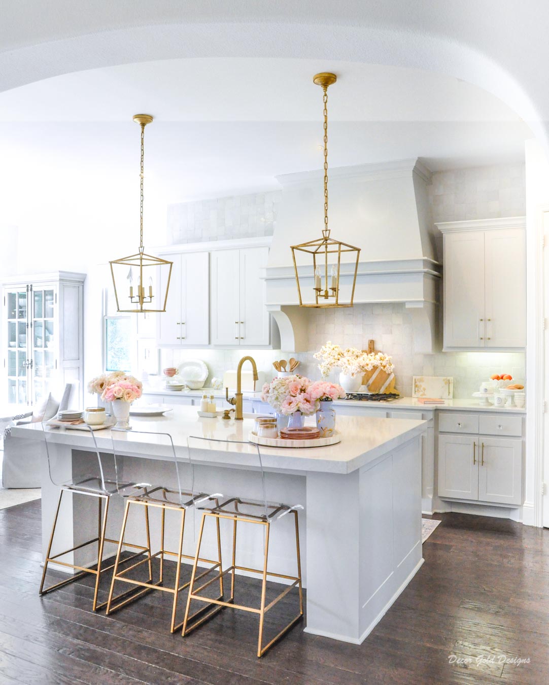 Spring home tour kitchen gold accents 