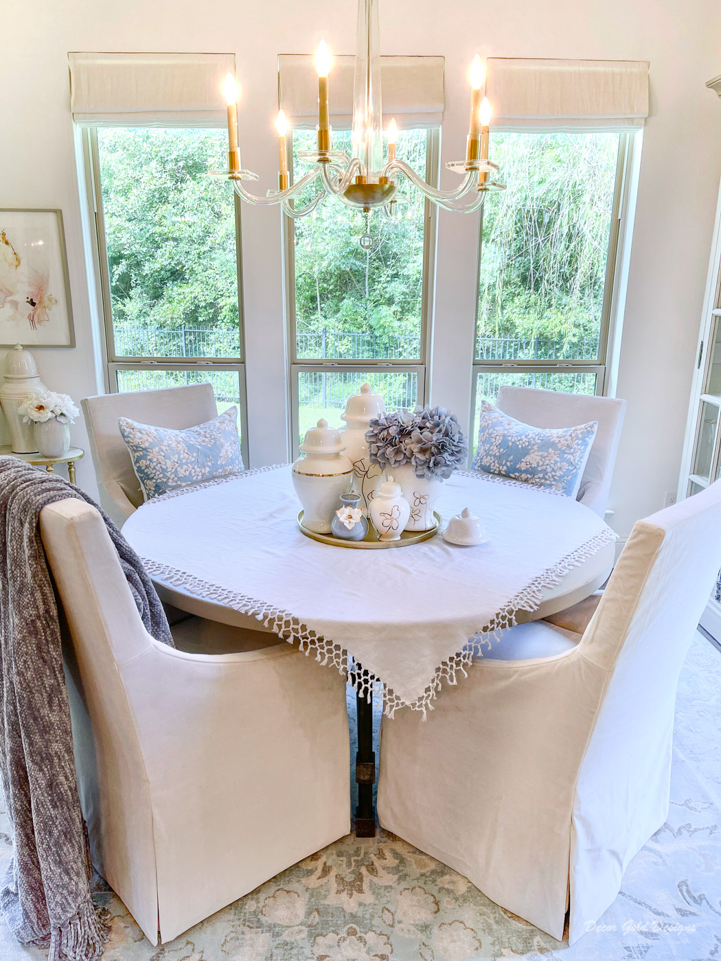 Breakfast nook ginger jars styled