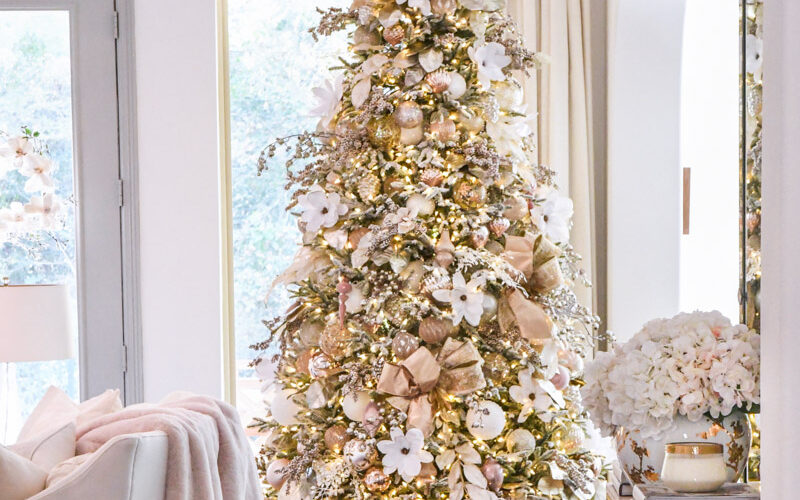 Sophisticated Christmas tree blush gold rose