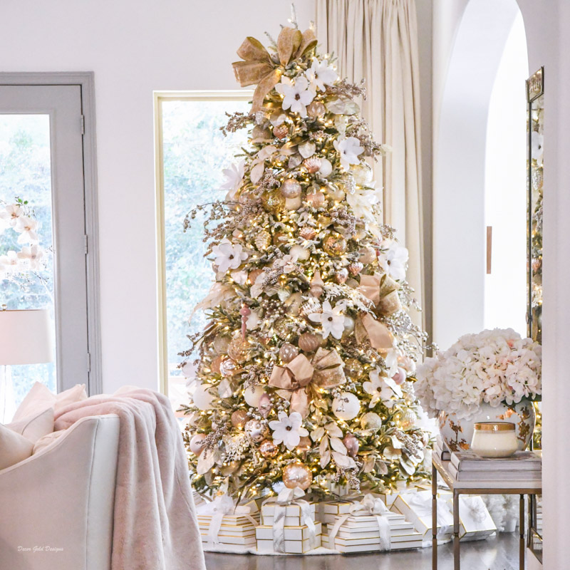 Sophisticated Christmas Tree in Blush and Gold - Decor Gold Designs