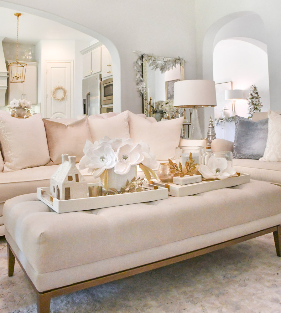 Christmas living room blush rose gold