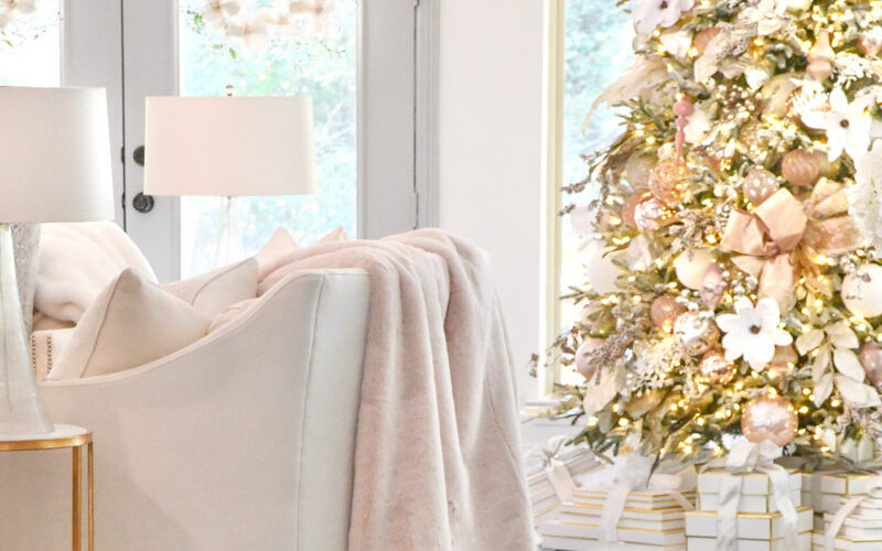 Christmas living room blush rose gold