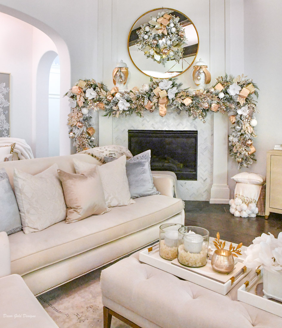 Christmas living room blush rose gold