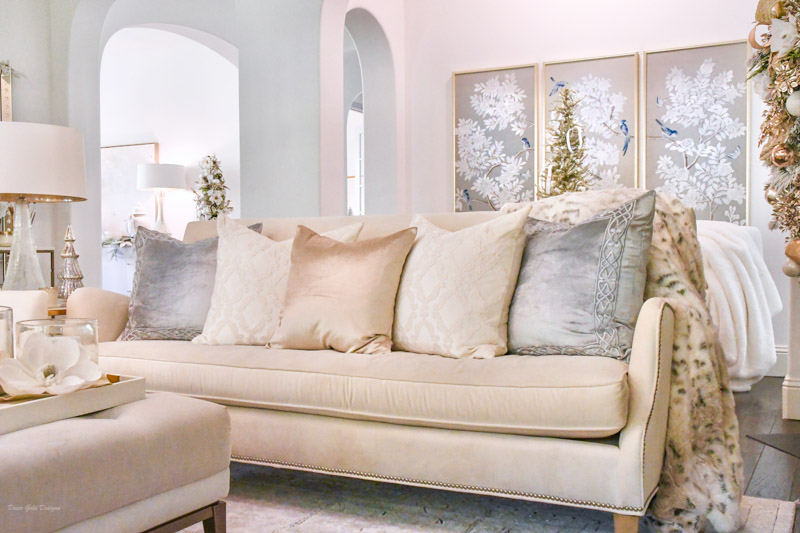 Christmas living room blush rose gold