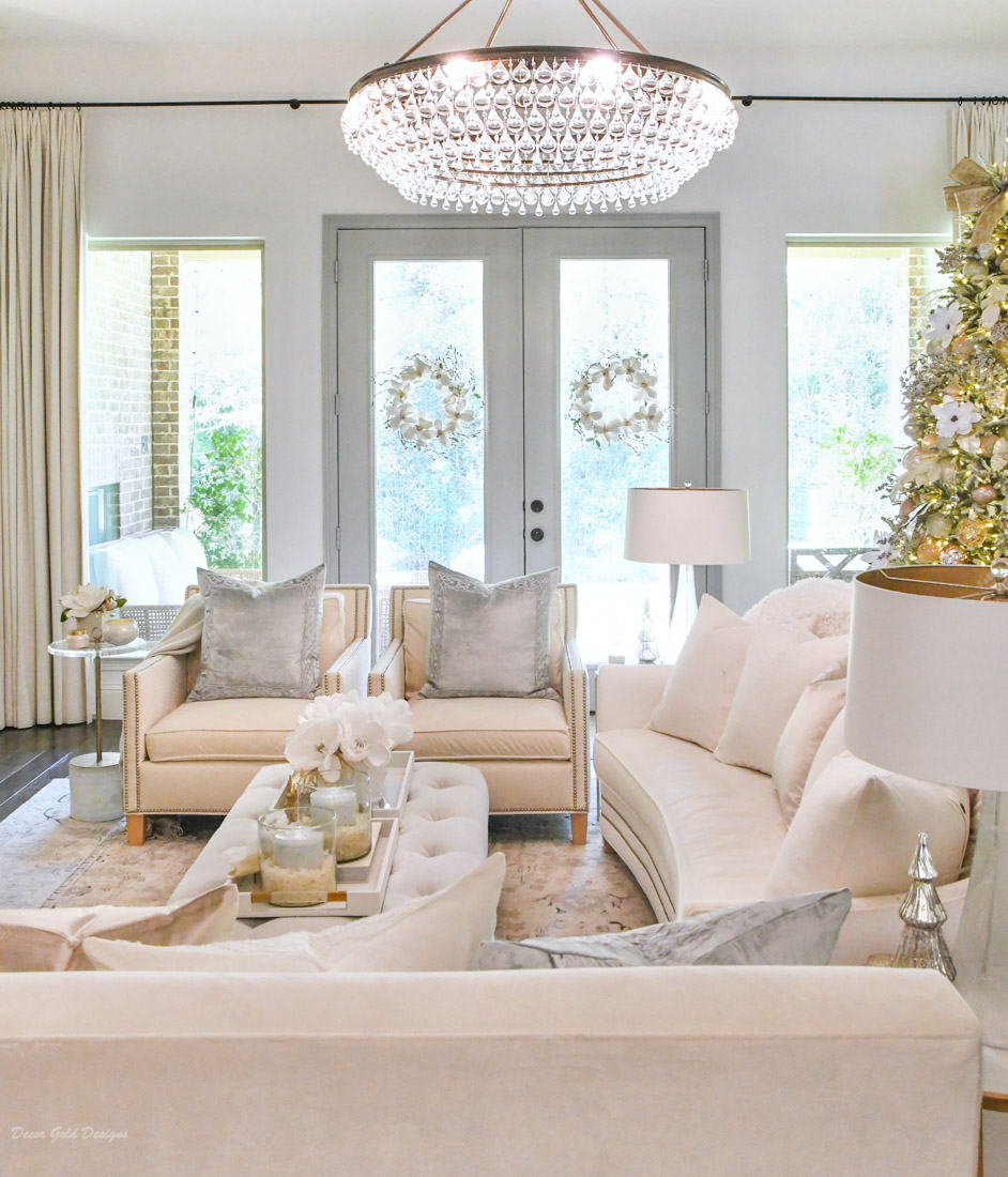 Christmas living room blush rose gold