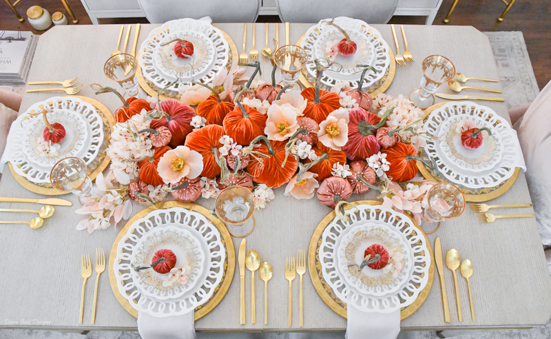 traditional fall pumpkin centerpiece