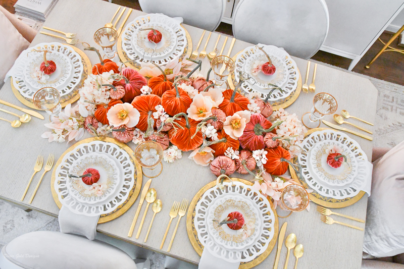 traditional fall pumpkin centerpiece