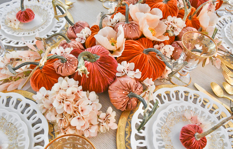 traditional fall pumpkin centerpiece