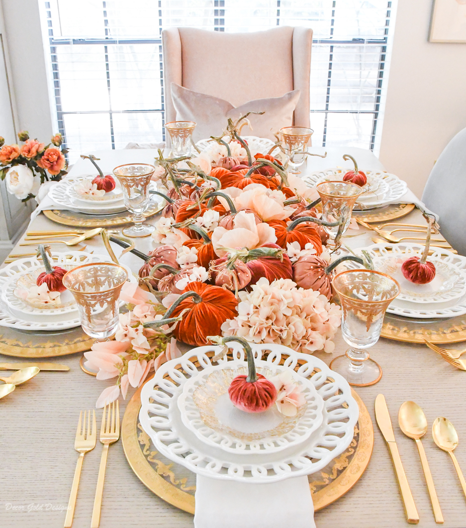 traditional fall pumpkin centerpiece
