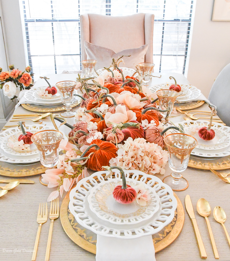 traditional fall pumpkin centerpiece