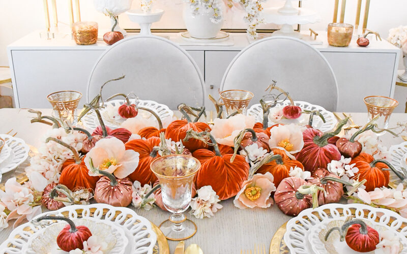 traditional fall pumpkin centerpiece