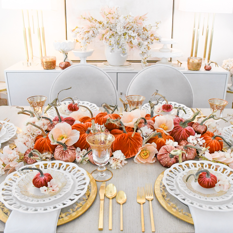 Traditional Fall Pumpkin Centerpiece Decor Gold Designs
