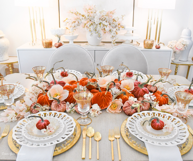 traditional fall pumpkin centerpiece