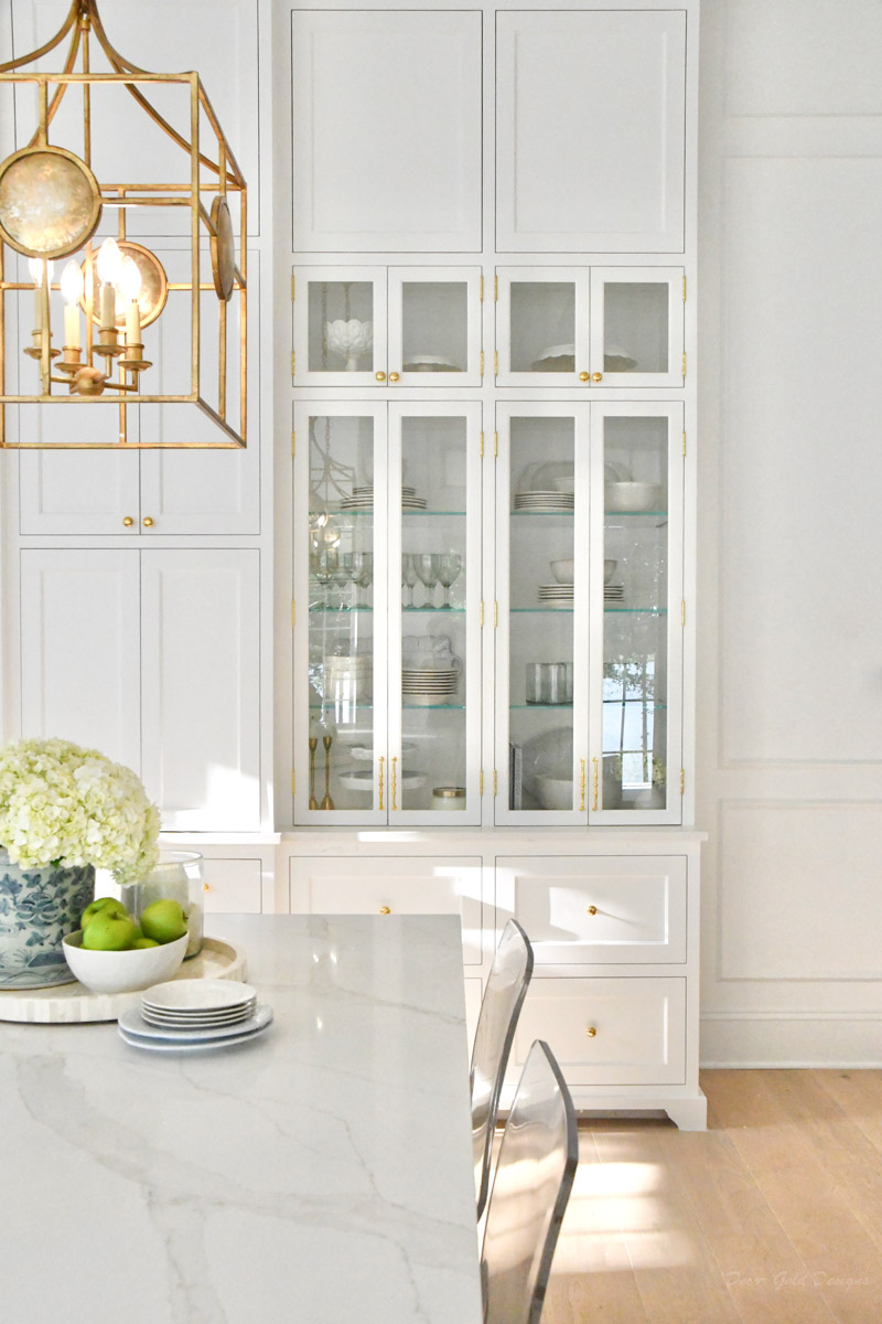 New home kitchen reveal glass cabinets