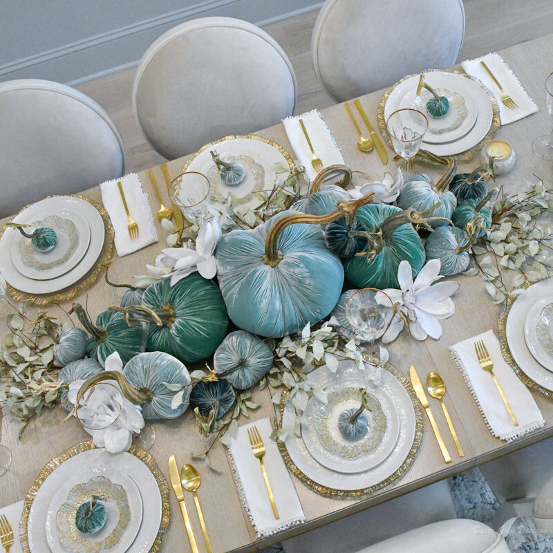 Fall Dining Room in Shades of Blue and Green