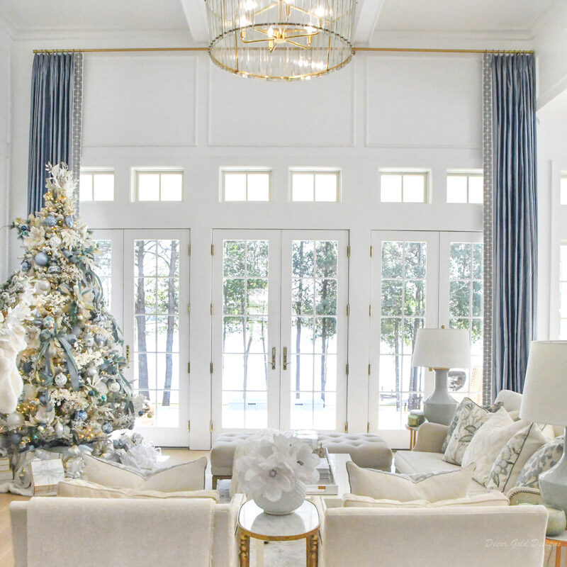 Elegant Blue Living Room Drapery Panels