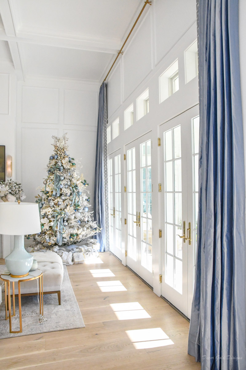 Elegant blue living room drapery panels