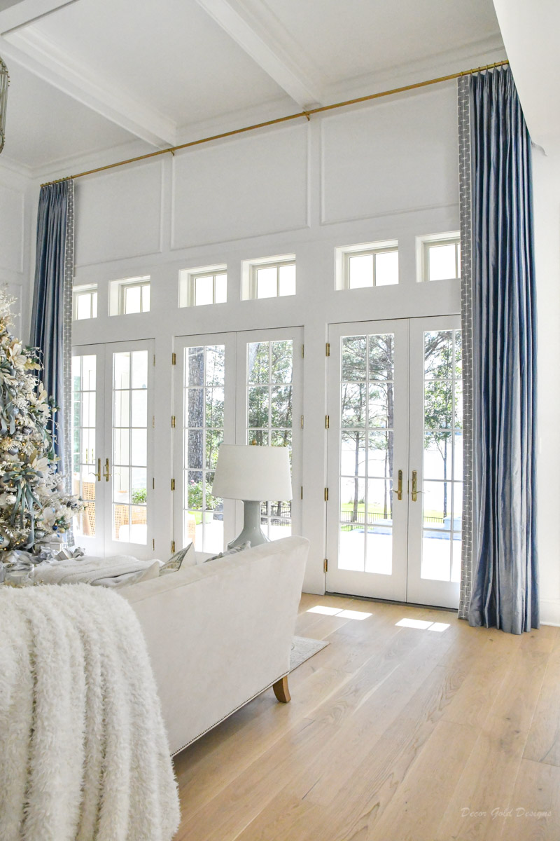 Elegant blue living room drapery panels