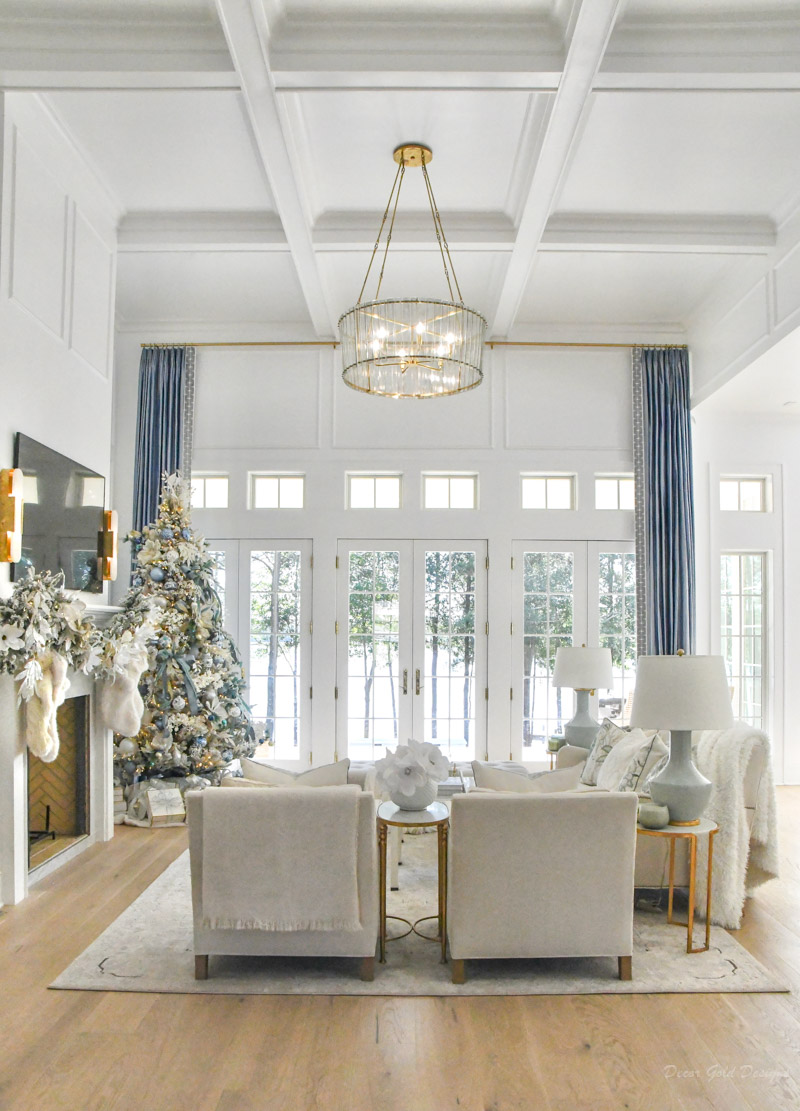 Elegant blue living room drapery panels