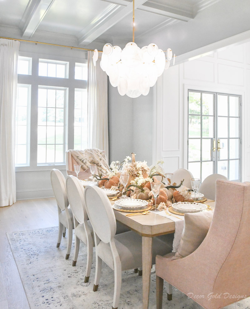 beautiful dining room with soft autumn hues