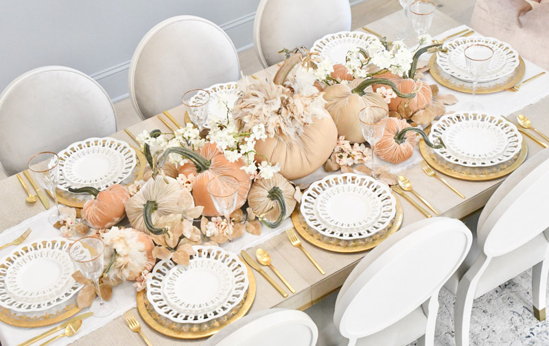 beautiful dining room with soft autumn hues