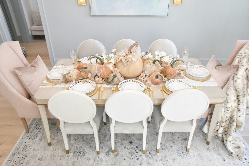 beautiful dining room with soft autumn hues