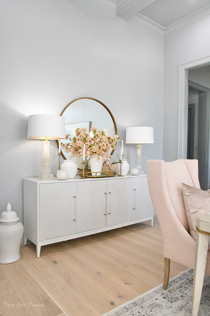 beautiful dining room with soft autumn hues