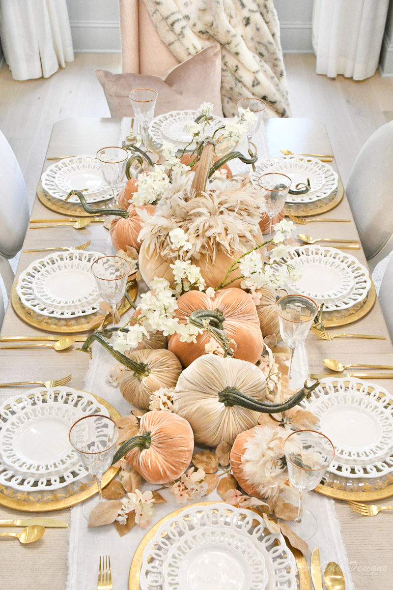 beautiful dining room with soft autumn hues