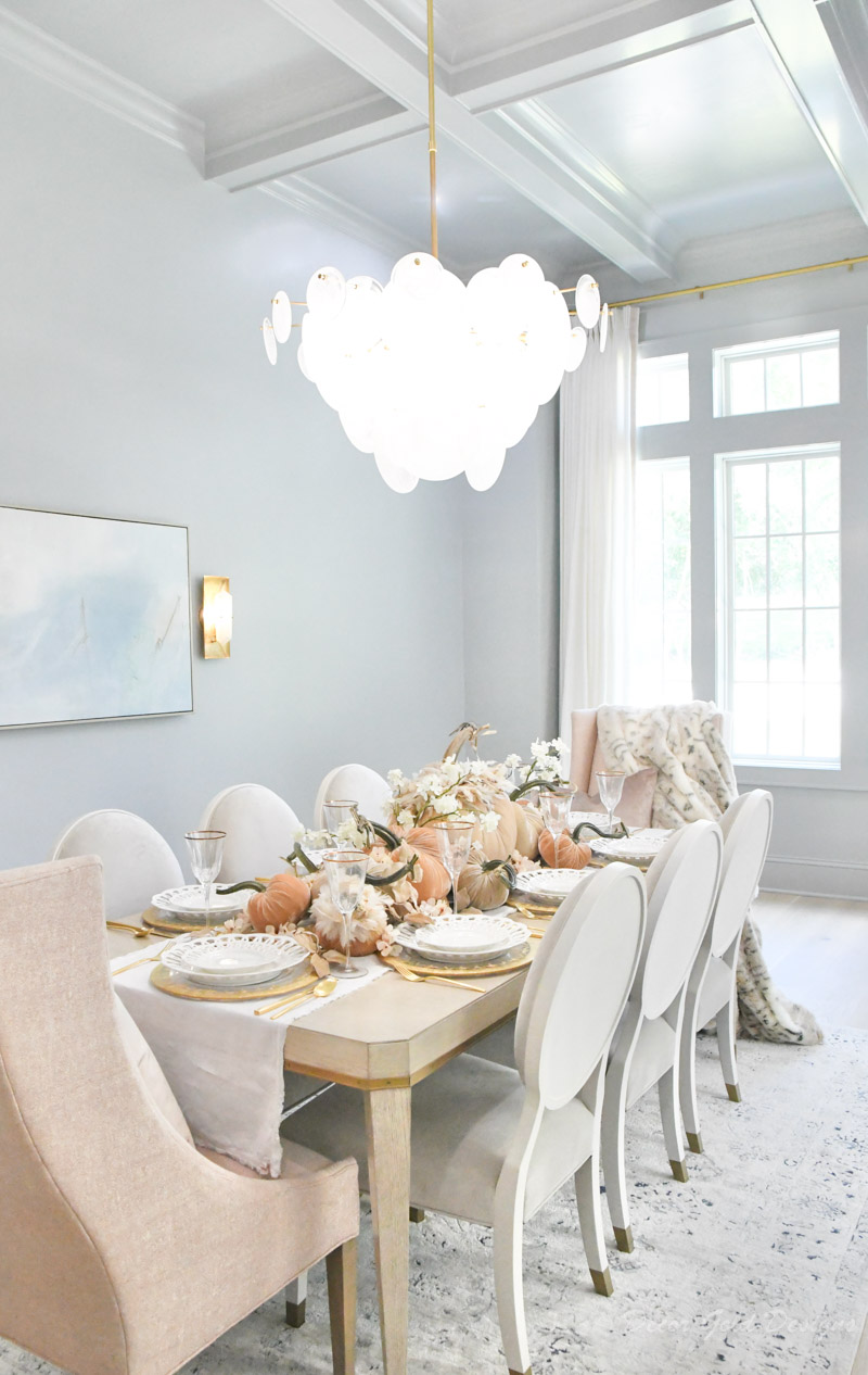 beautiful dining room with soft autumn hues