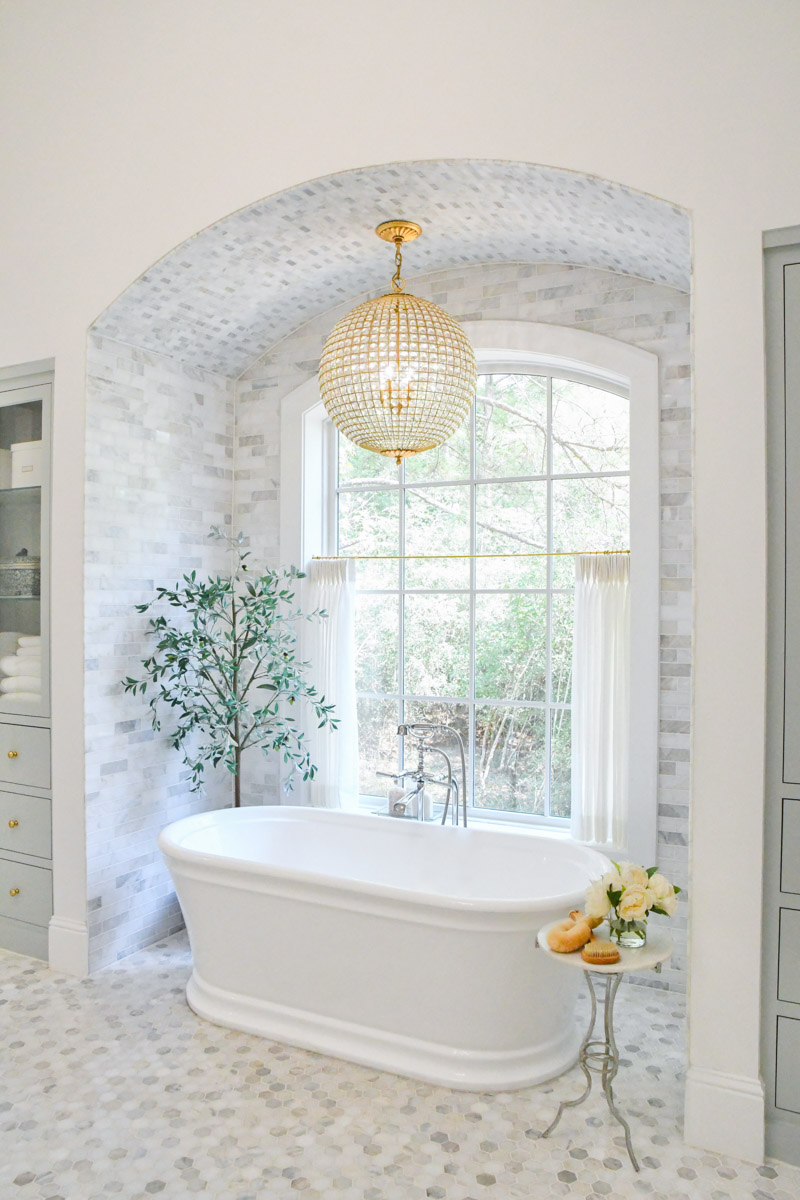 new home primary bathroom arched window 