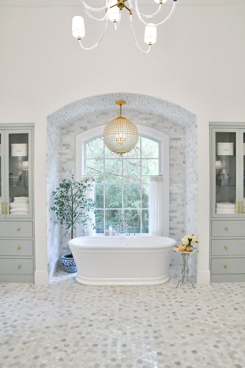 new home primary bathroom tiled tub area